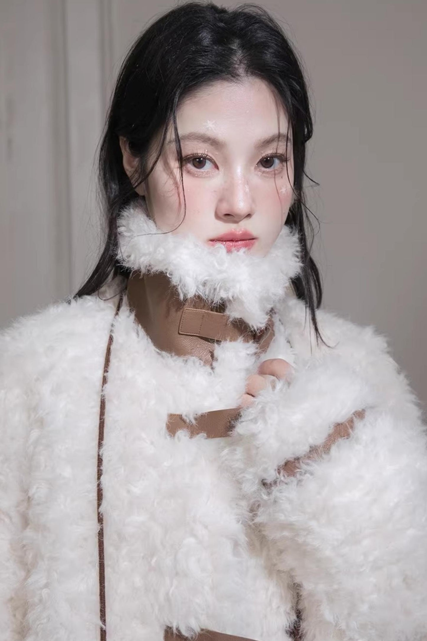 Velvet Curly Fur Coat Set