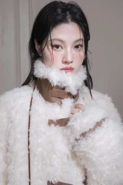 Velvet Curly Fur Coat Set