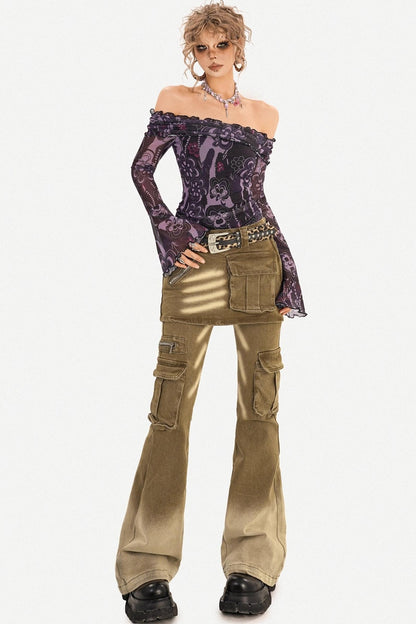 Retro Washed Flared Pants