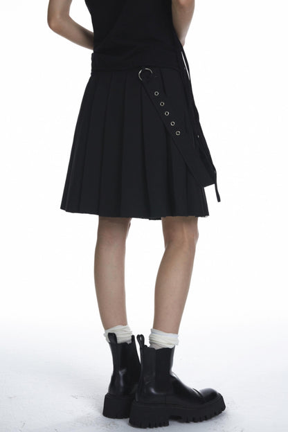 Black Pleated Halter Skirt