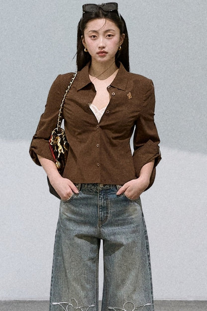 Textured Linen Cotton Long Sleeve Shirt