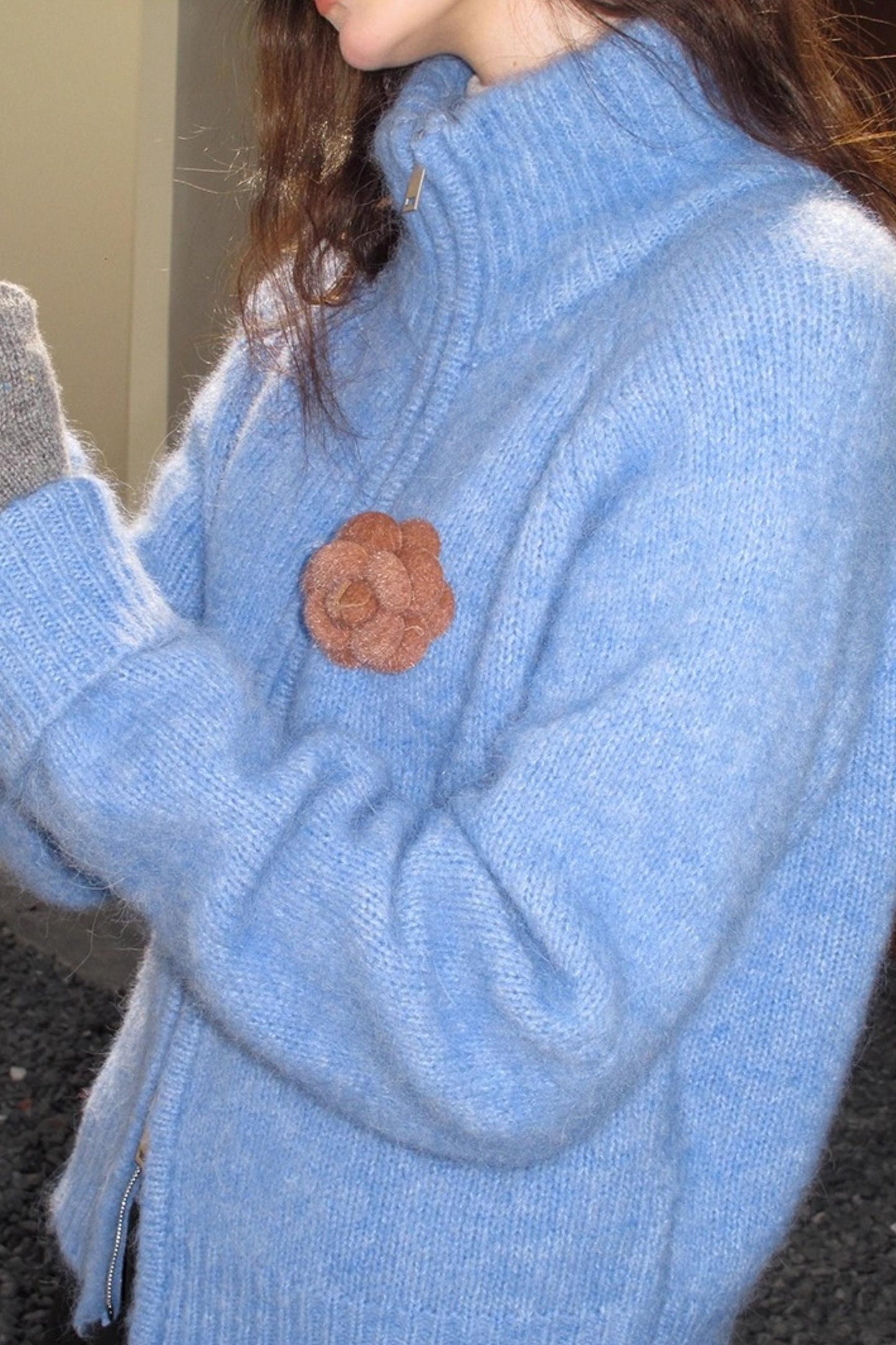 Alpaca 3D Flower Sweater