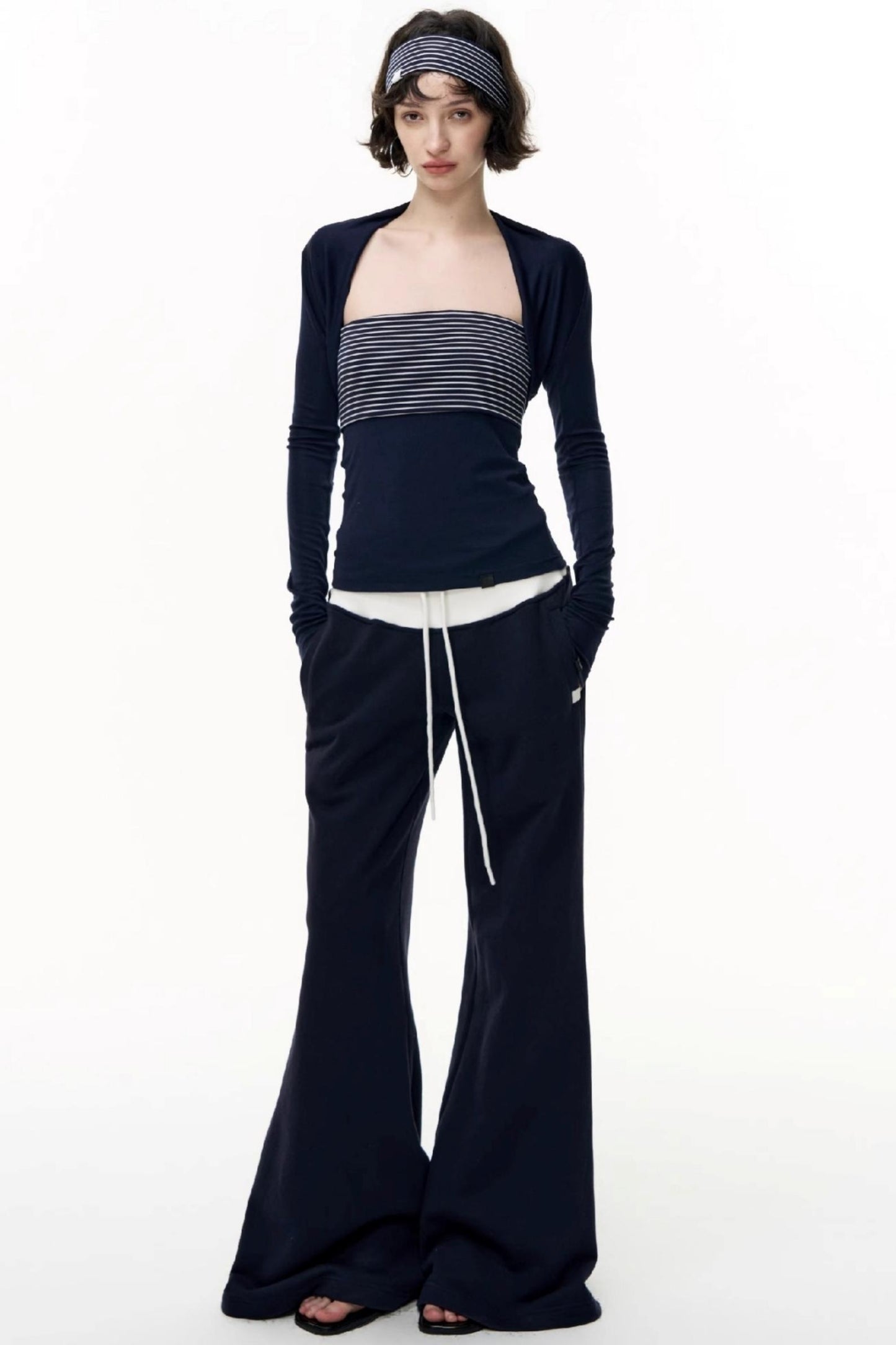 Flared Cotton Wide-Waisted Sweatpants