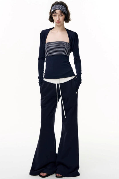 Flared Cotton Wide-Waisted Sweatpants
