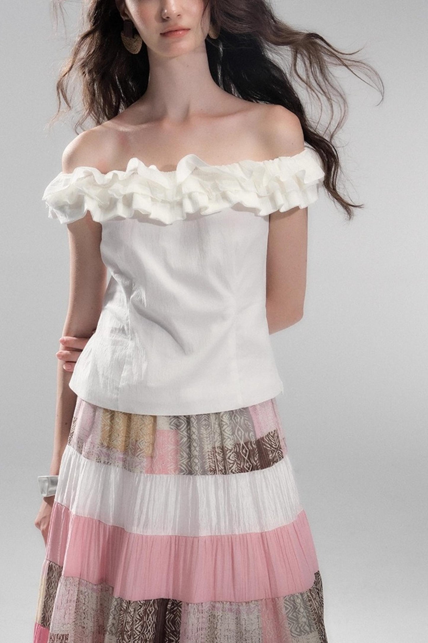 Begonia Ruffle One-Shoulder Top