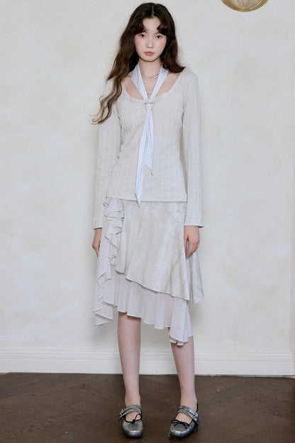 Minimalist Crew Neck Crochet Knit Top