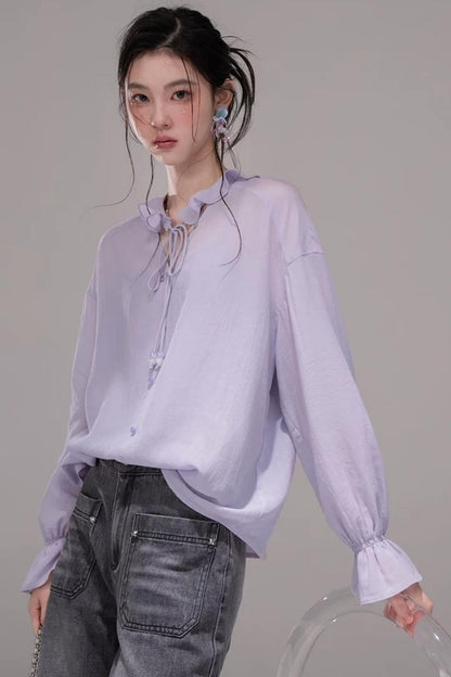 Acetate Deep Purple Blouse Set