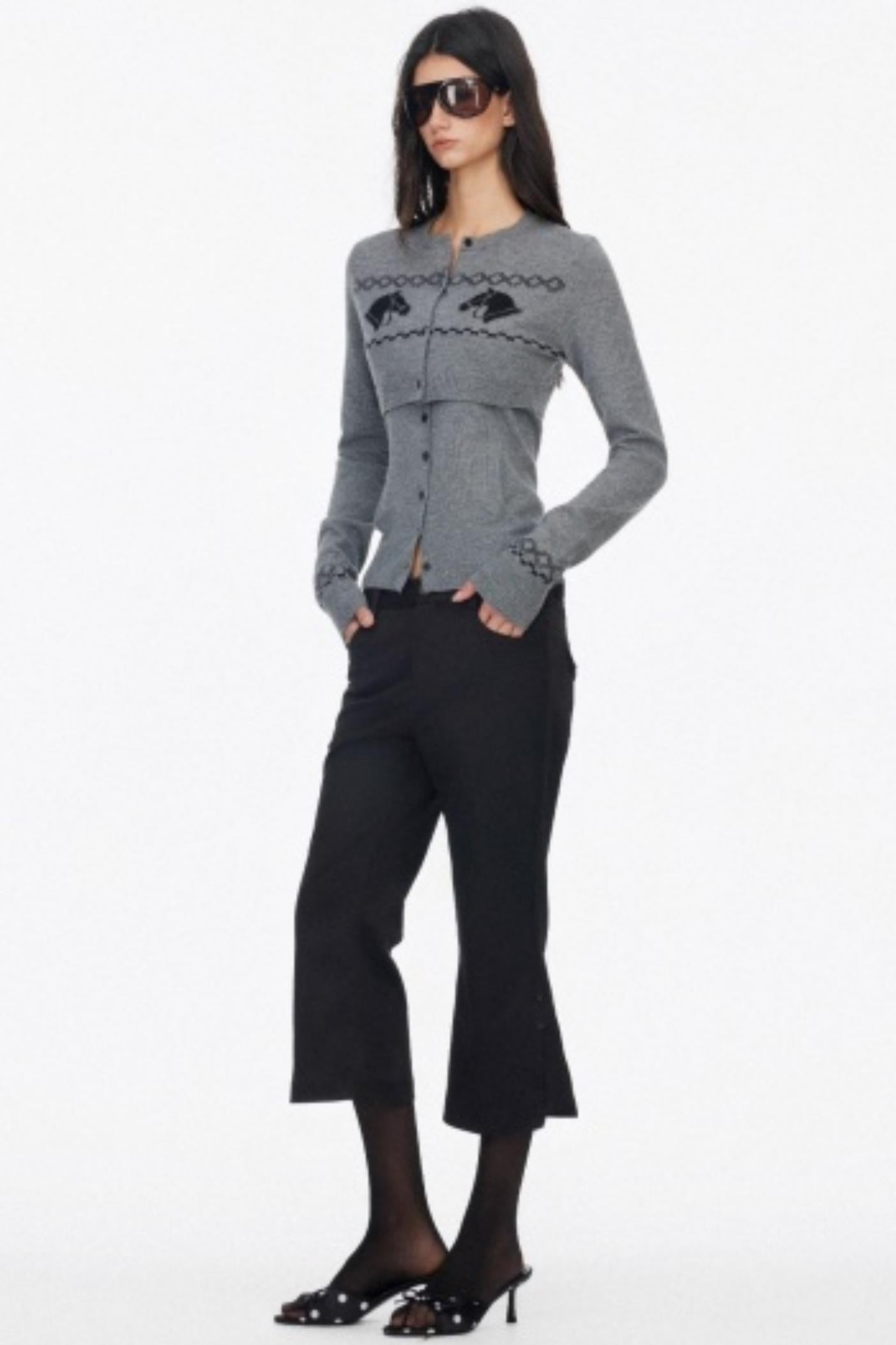 Two Piece Wool Knit Cardigan Set-Up