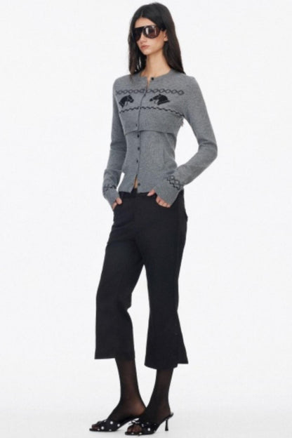 Two Piece Wool Knit Cardigan Set-Up