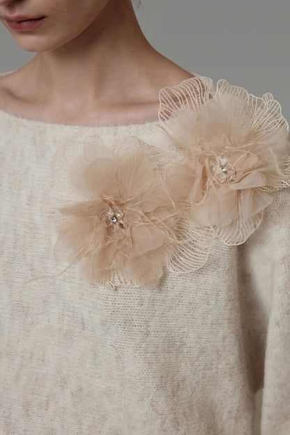 Off-Shoulder Floral Knit Top