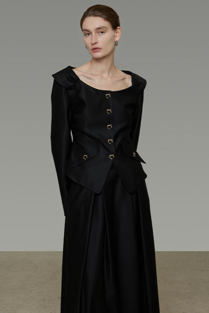 Square Neck Short Top & Skirt Set-Up