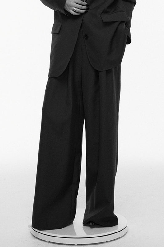 Black Pleated Wide-Leg Pants