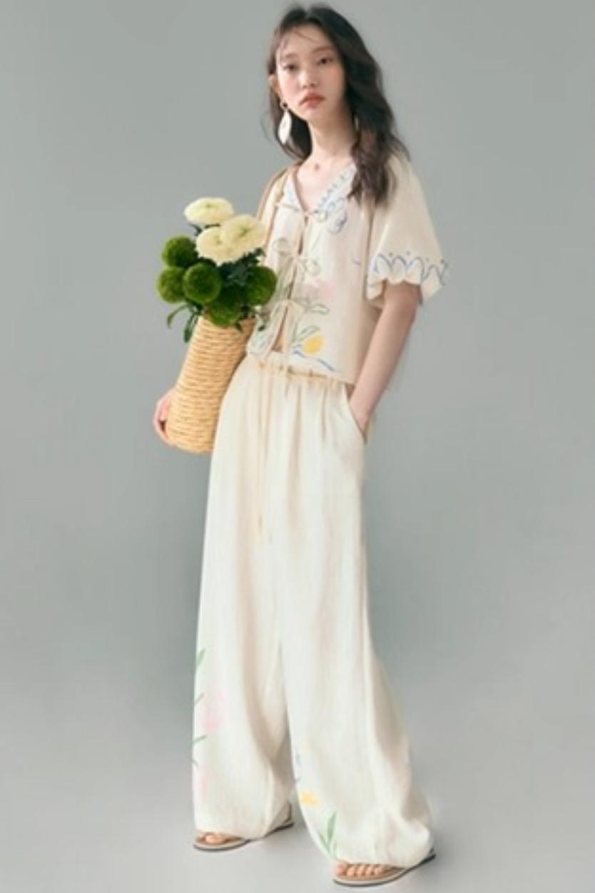 Linen Tie-Top and Pants Set-Up