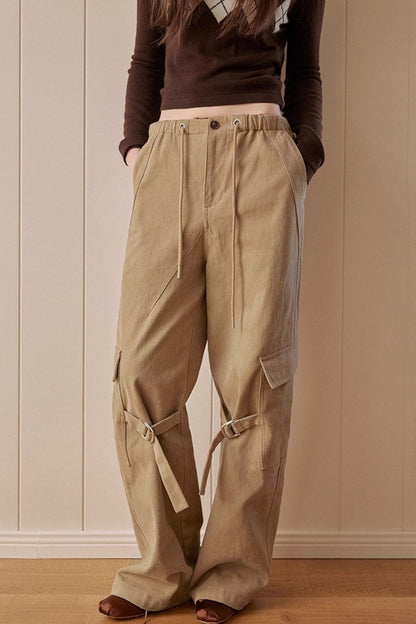 Khaki Fleece-Lined Cargo Pants