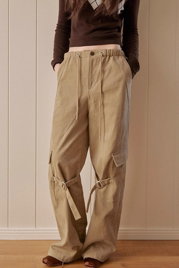 Khaki Fleece-Lined Cargo Pants
