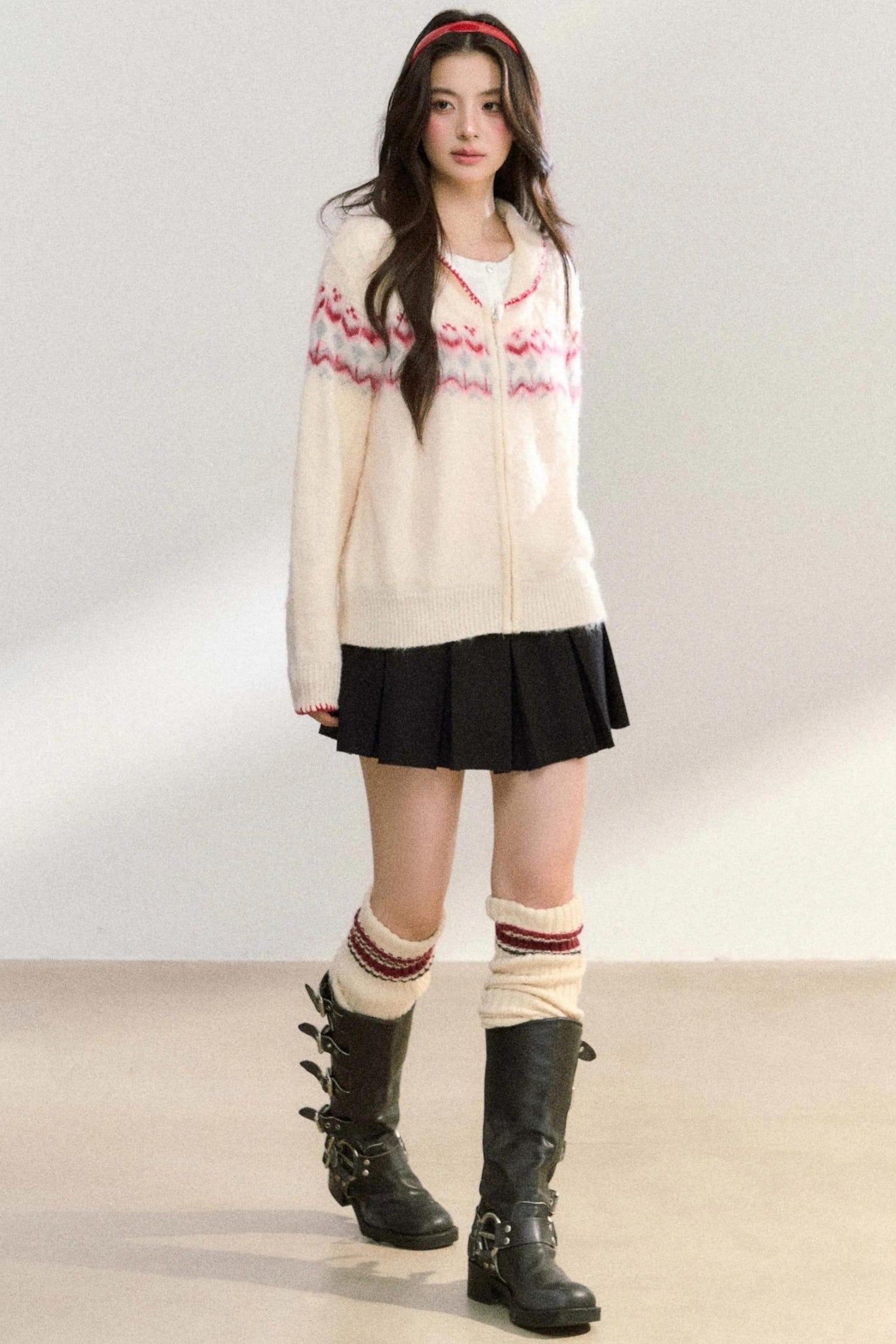 Lapel Twist Fair Knit Cardigan