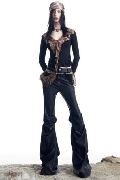 Lyocell Ruffled V-neck Pullover Top