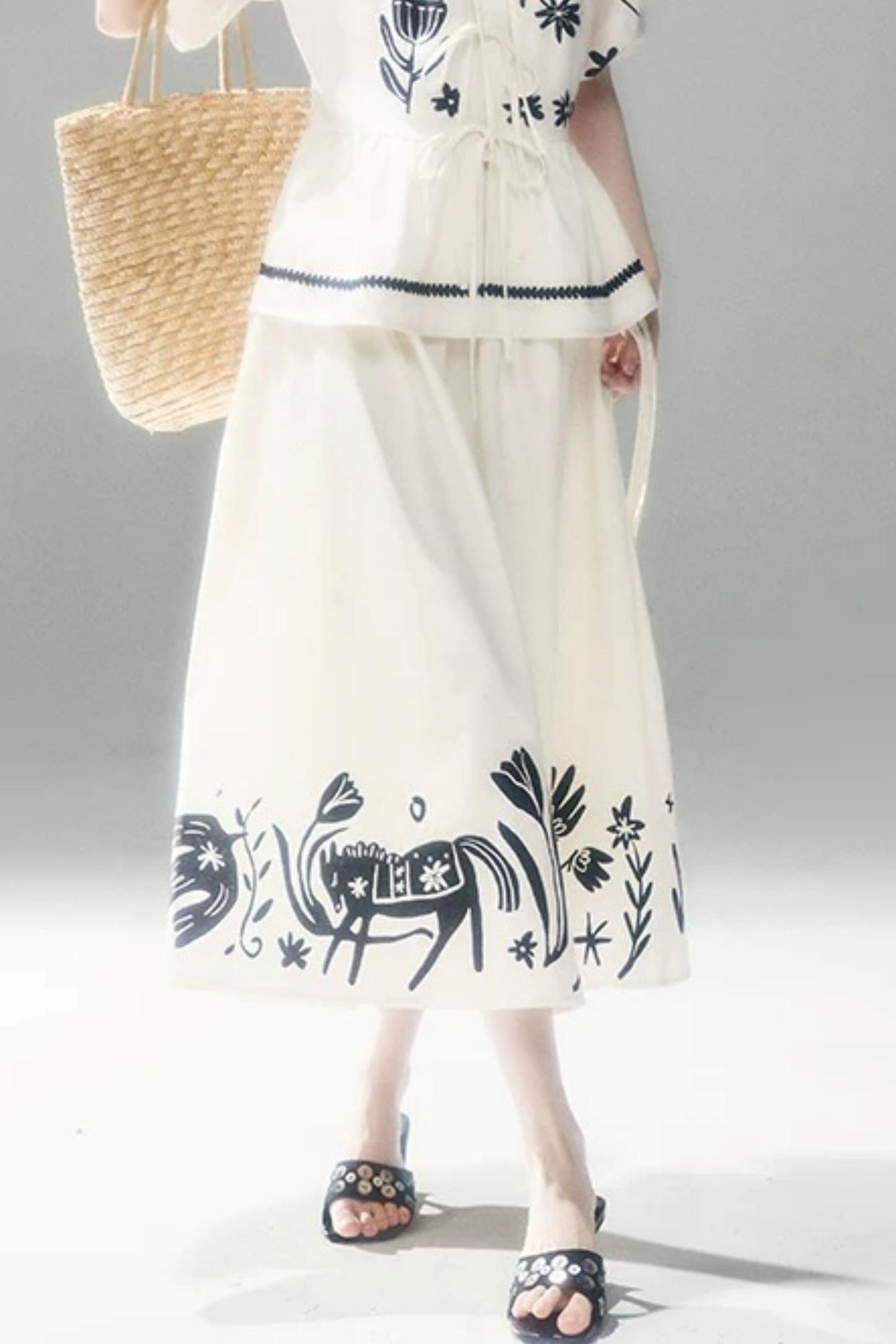 Floral Pony Linen Skirt