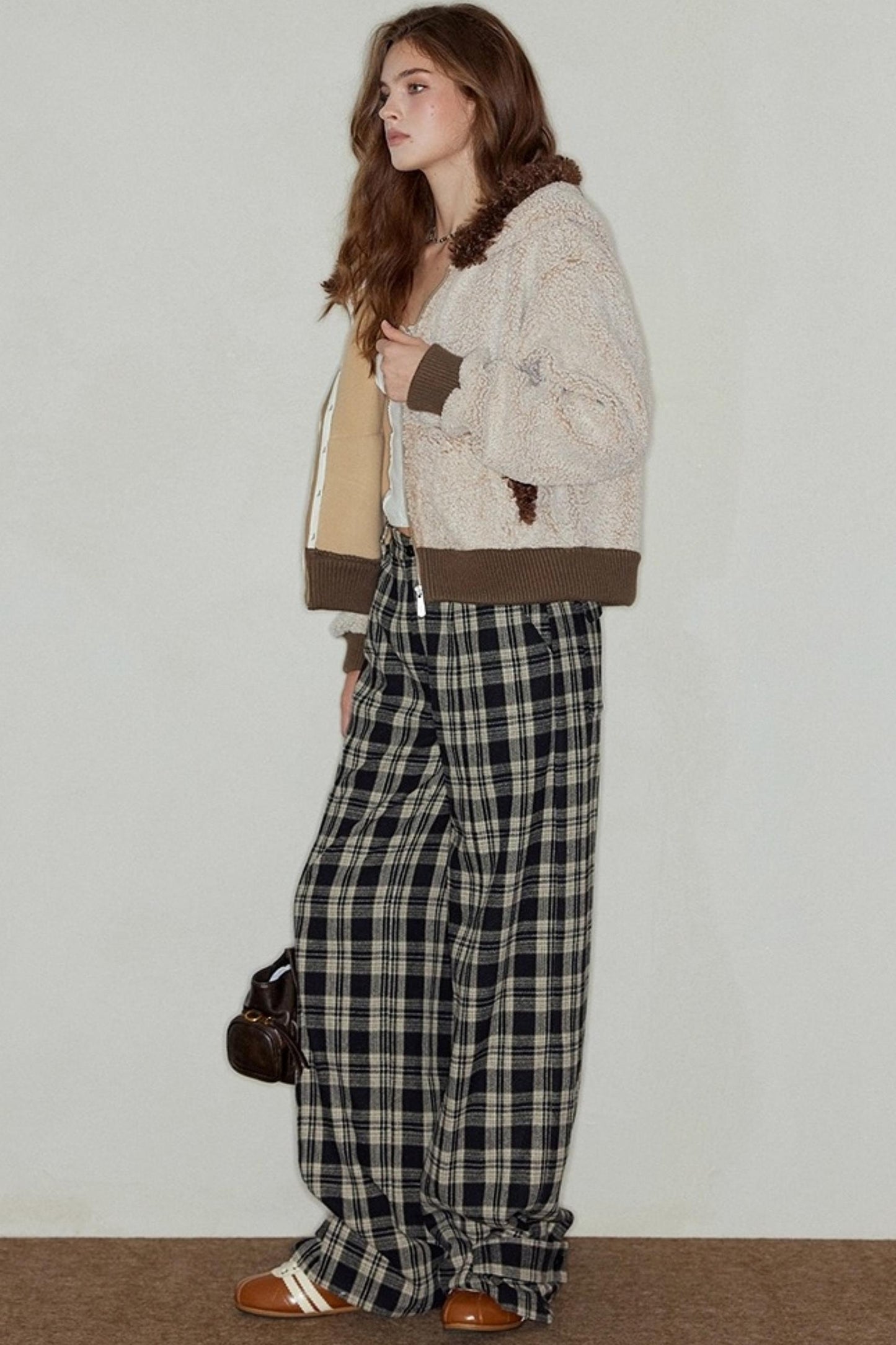 Plaid Wool Tweed Trousers