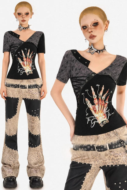 Gothic Lace-Up Rock Top