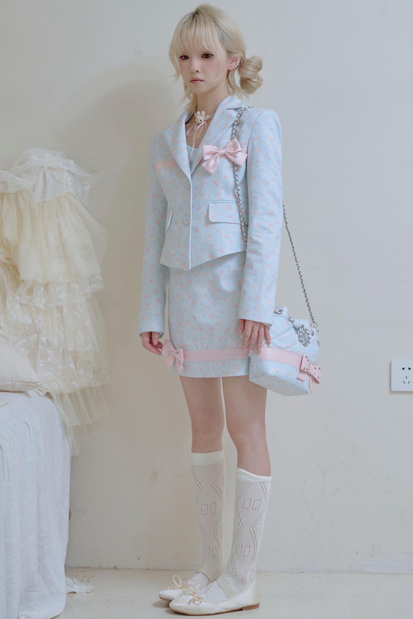 Floral Diamond Bucket Bag