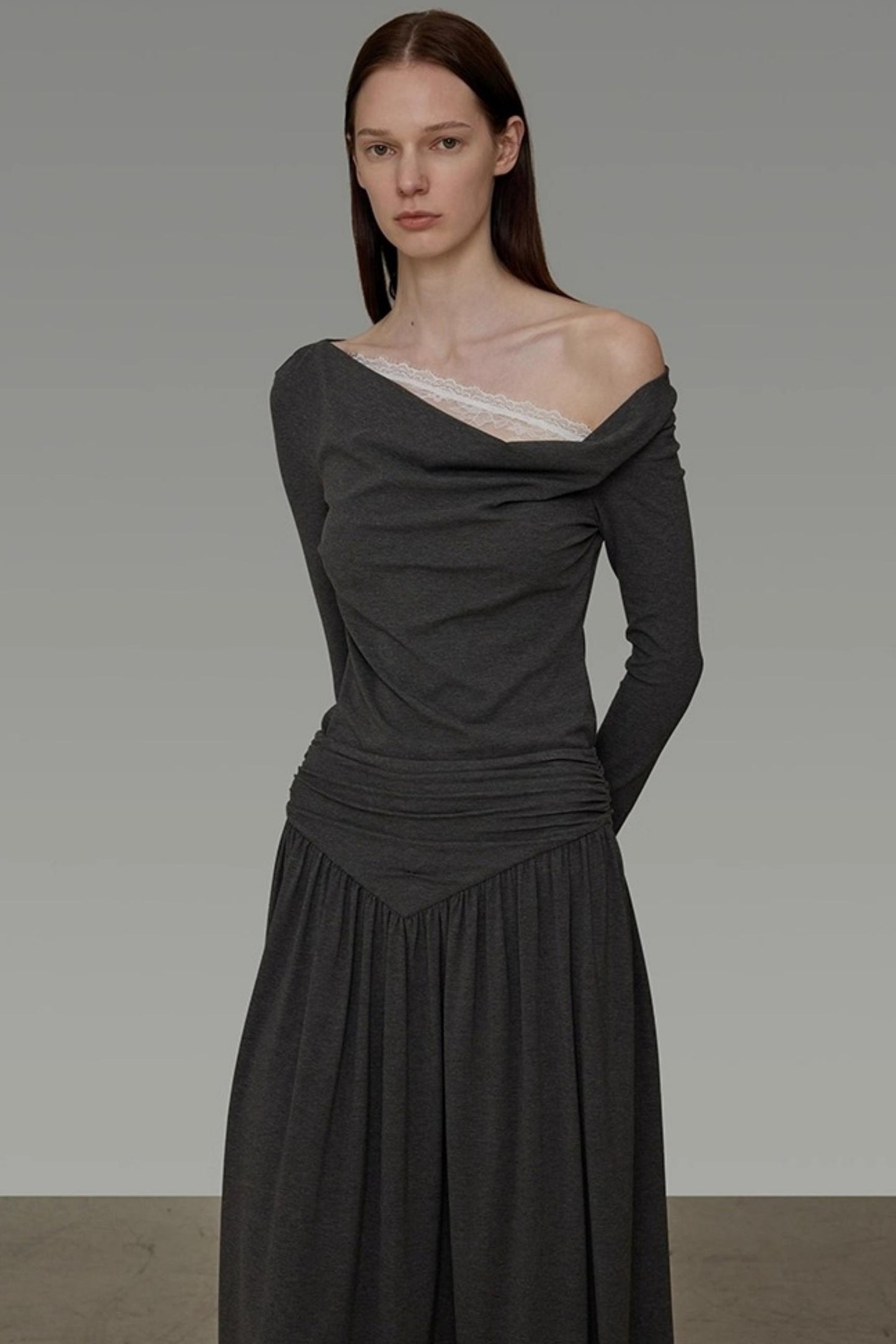 Lace Shoulder Knit Dress