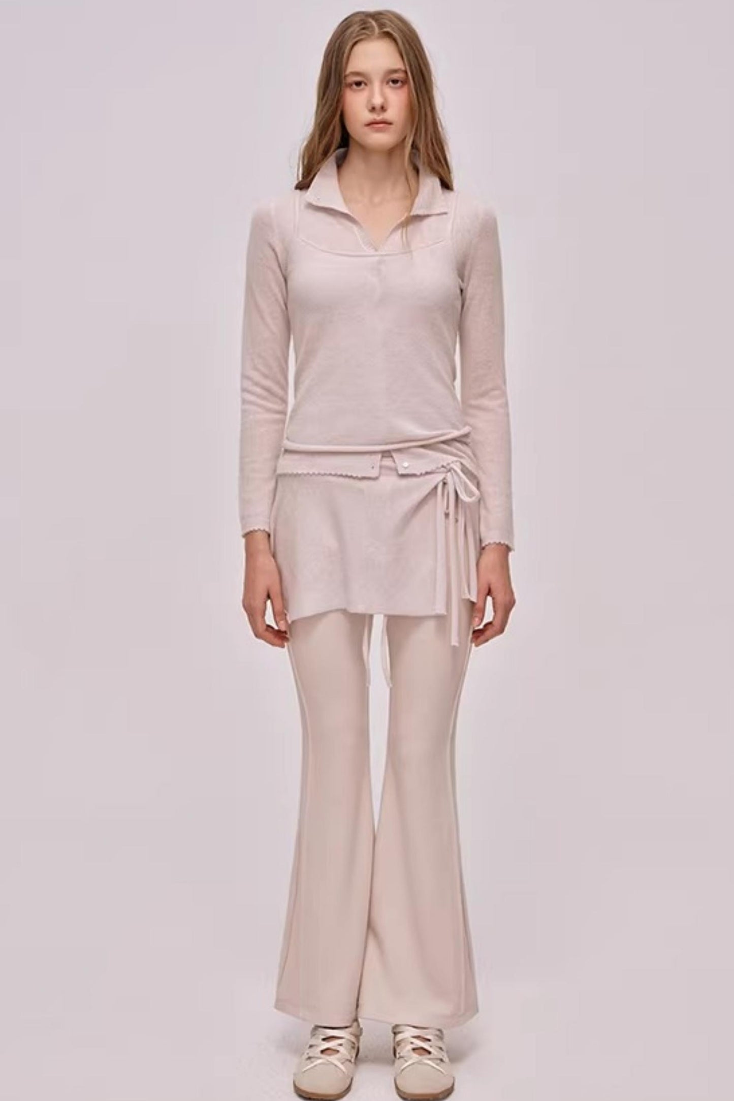 High-Waisted Drawstring Flared Pants