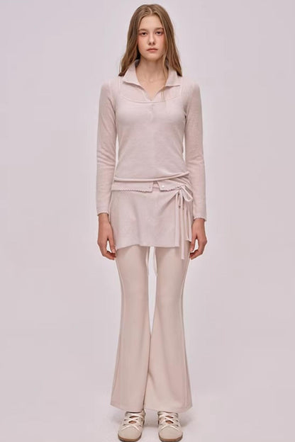 High-Waisted Drawstring Flared Pants