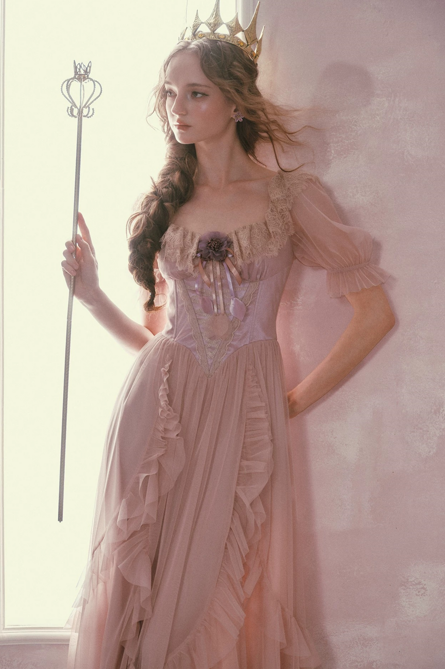 Purple Victorian Corset Mesh Dress