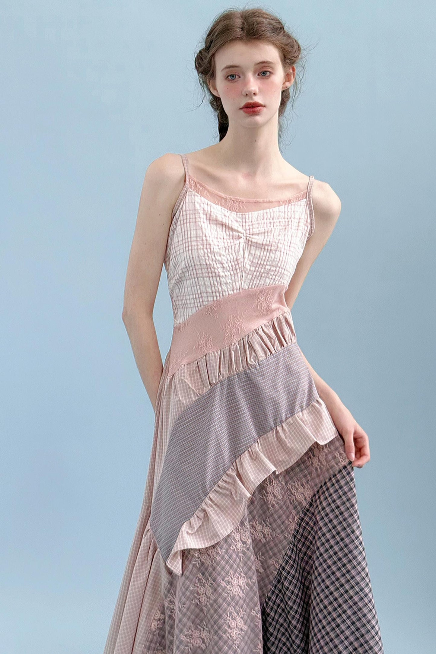 Pink Patchwork Camisole Dress