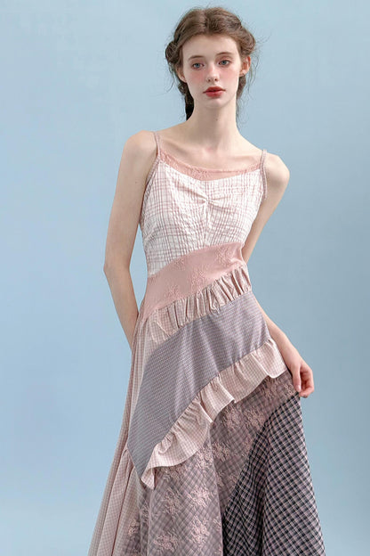 Pink Patchwork Camisole Dress