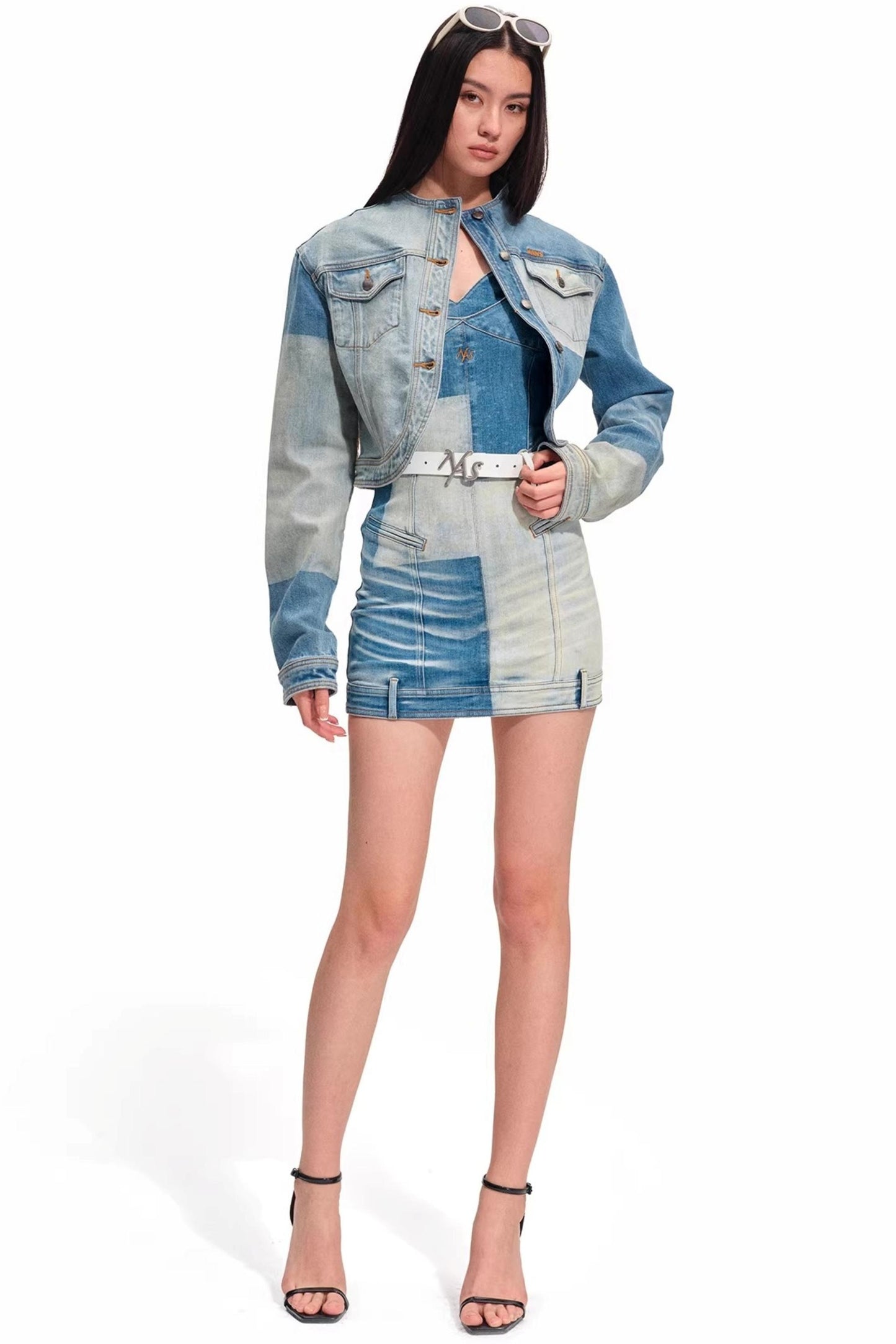 Colorblock-Denimkleid