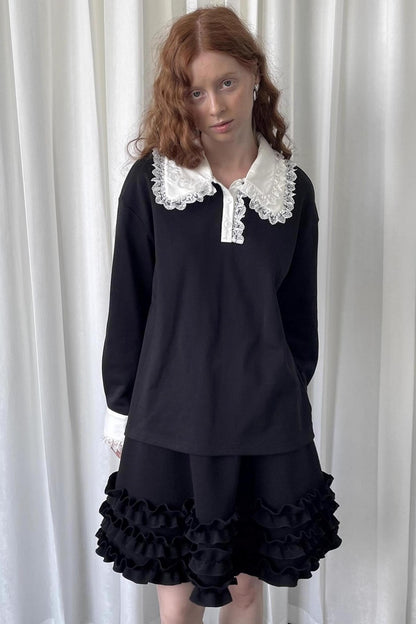 Lace Panel Knitted Sweatshirt