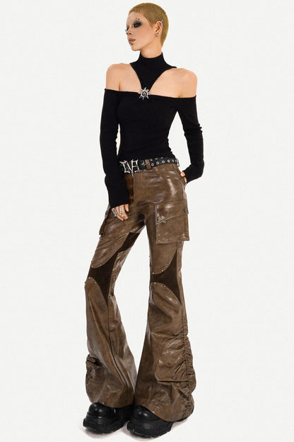 Black Off-Shoulder Halter Top