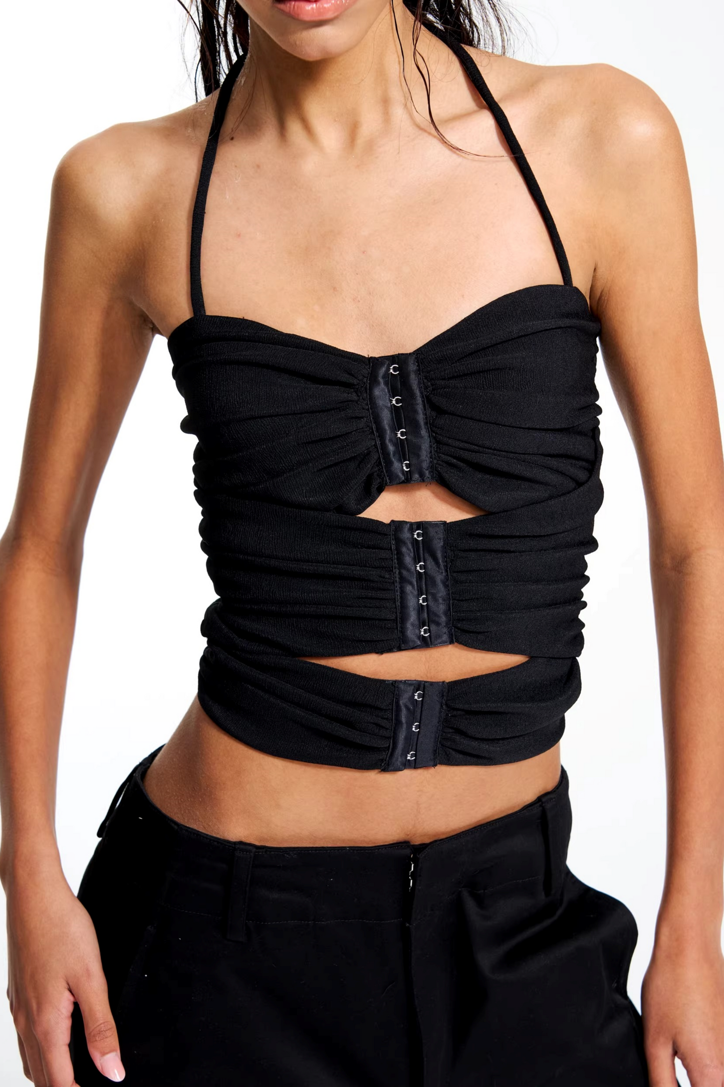 Texturiertes Strick-Neckholder-Oberteil