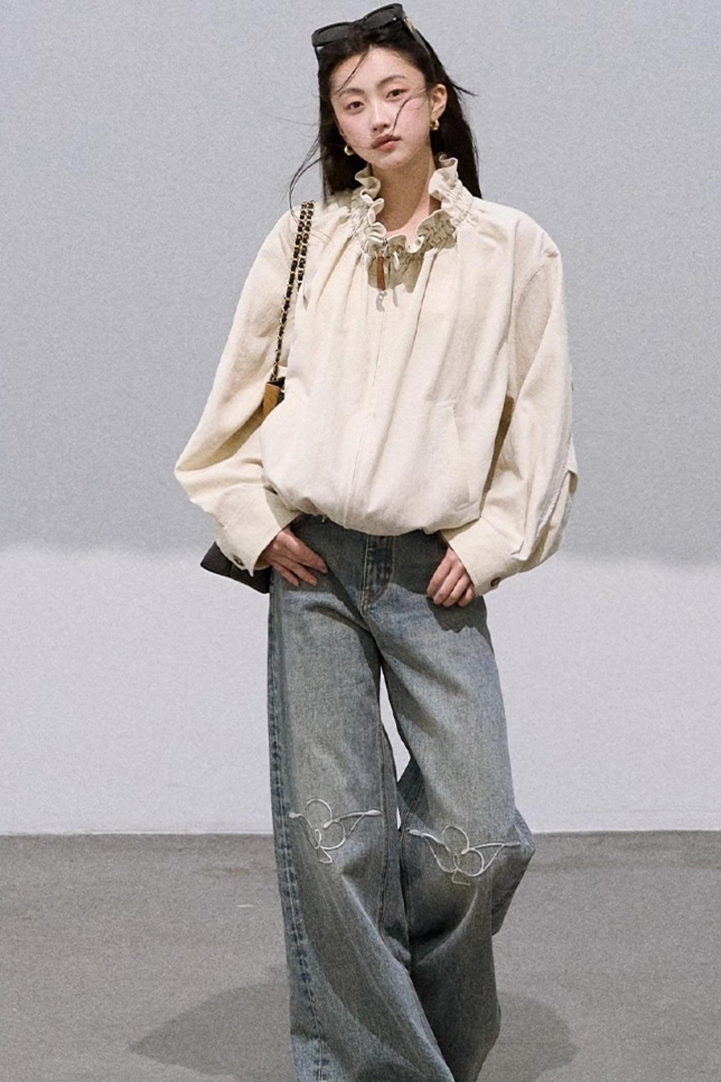 Embroidered Lace Panels Trousers & Jacket Set-Up