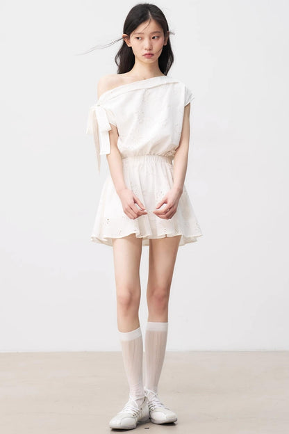 Floral Asymmetrical Shoulder Dress