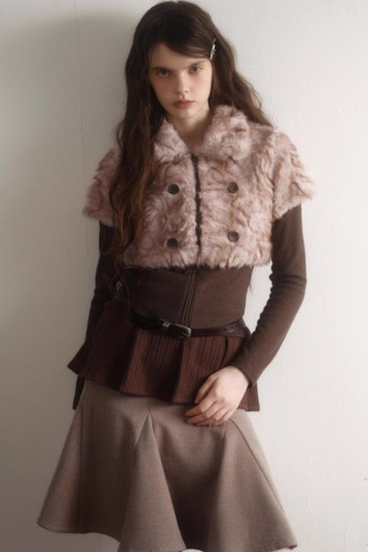 Retro High-Waisted Woolen Skirt