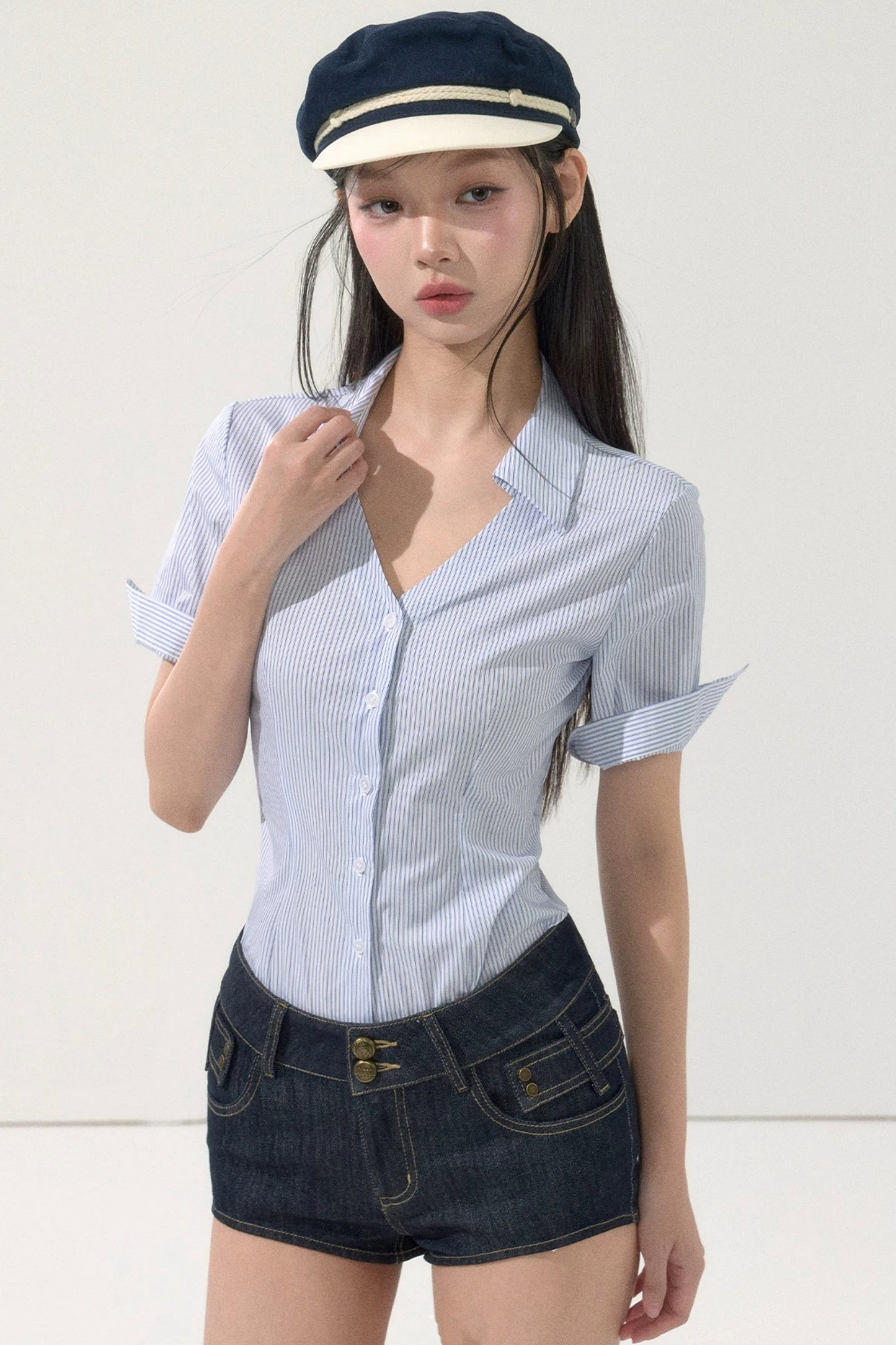 Summer Striped Slim Blouse
