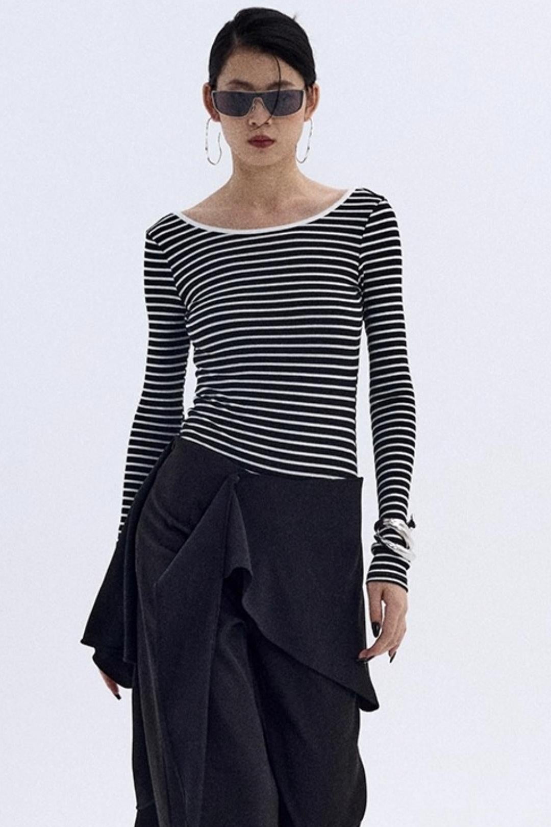 Striped Backless Jumpsuit Design Top