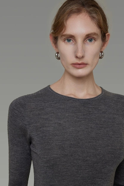 Wool Crew Neck Knitted Sweater