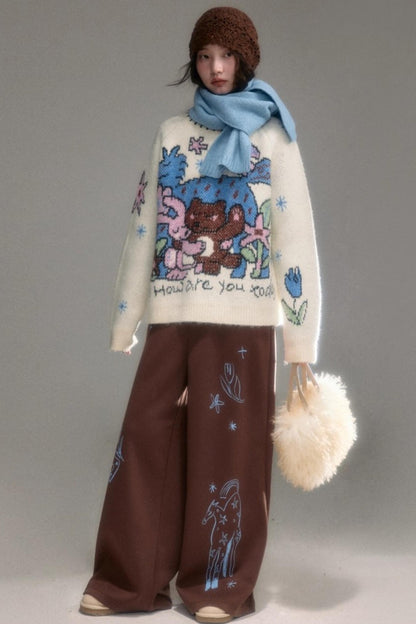 Plush Animal Jacquard Sweater