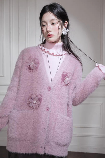 Human Pink Feder-Cardigan