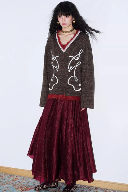 Retro Lace Knitted Cardigan