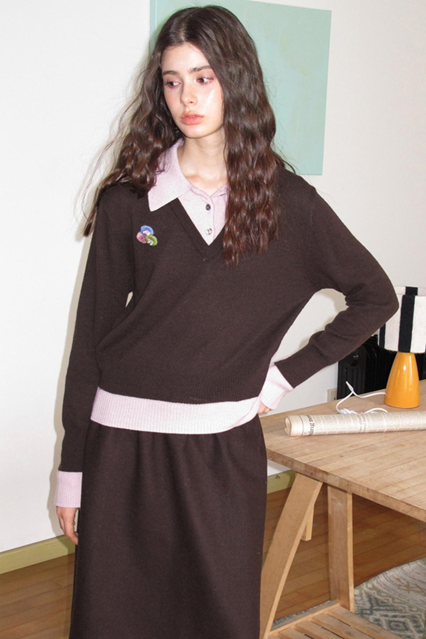 Sakura Brown Wool Top