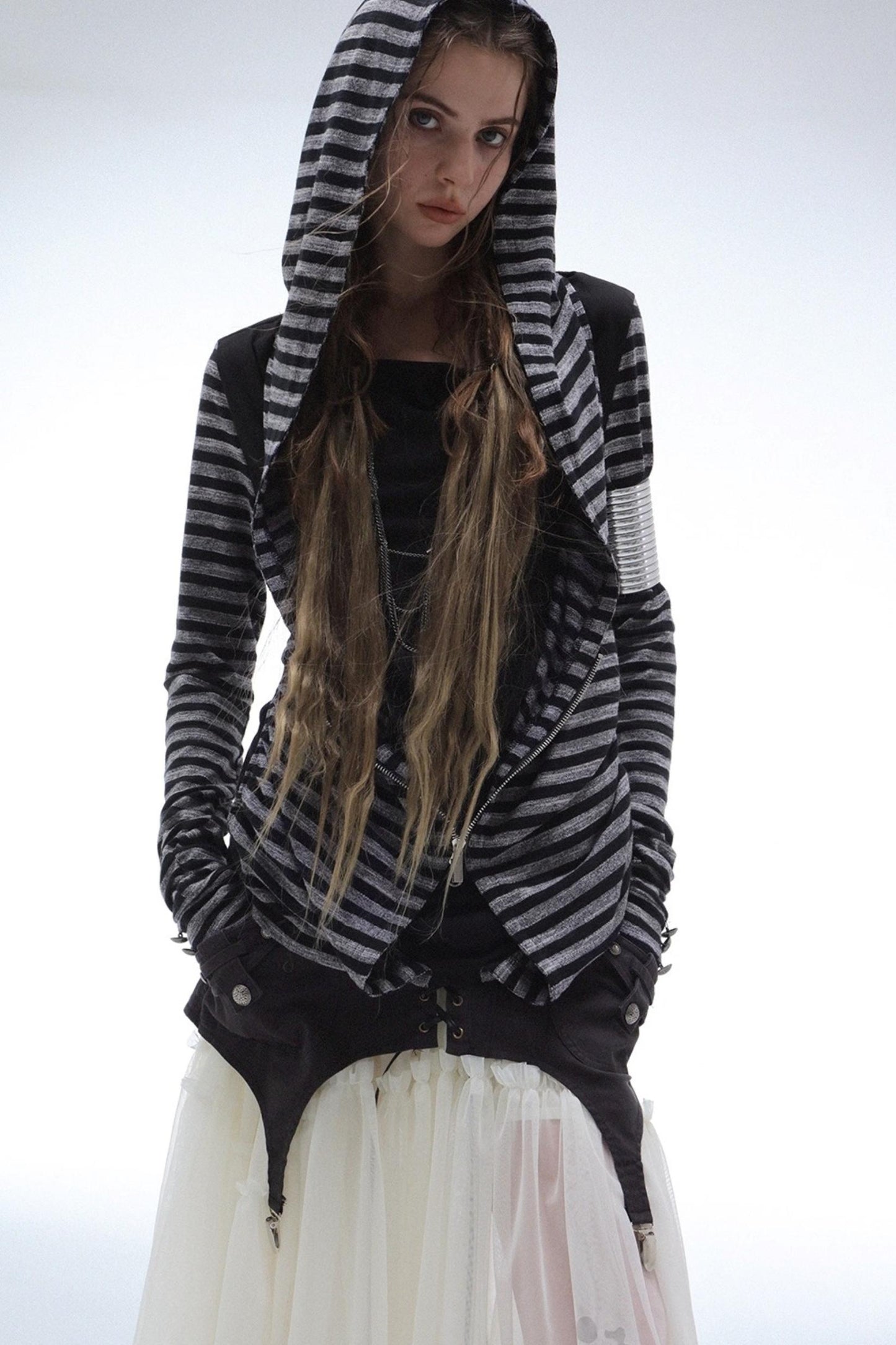 Long Sleeve Patchwork Zip Hooded Jacket