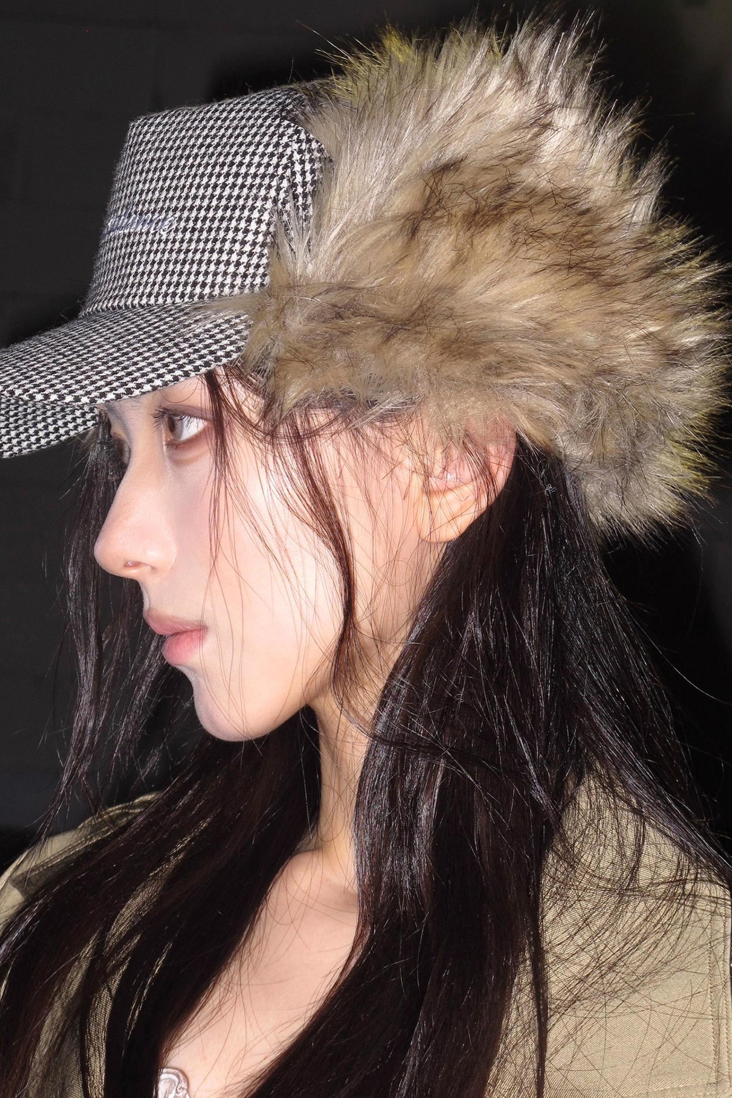 Punk Plaid Furry Earflap Hat