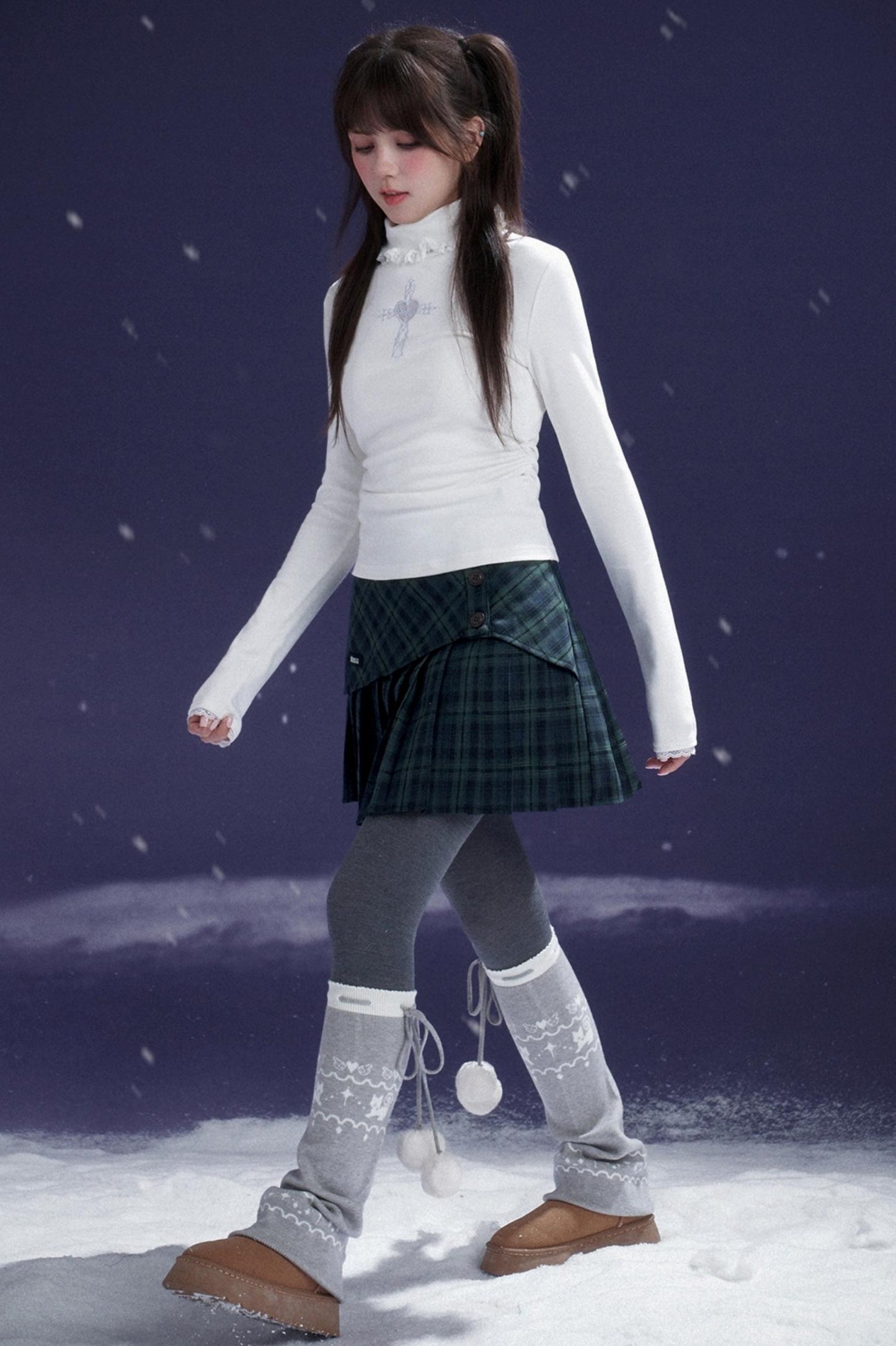 Versatile Dark Green Pleated Skirt