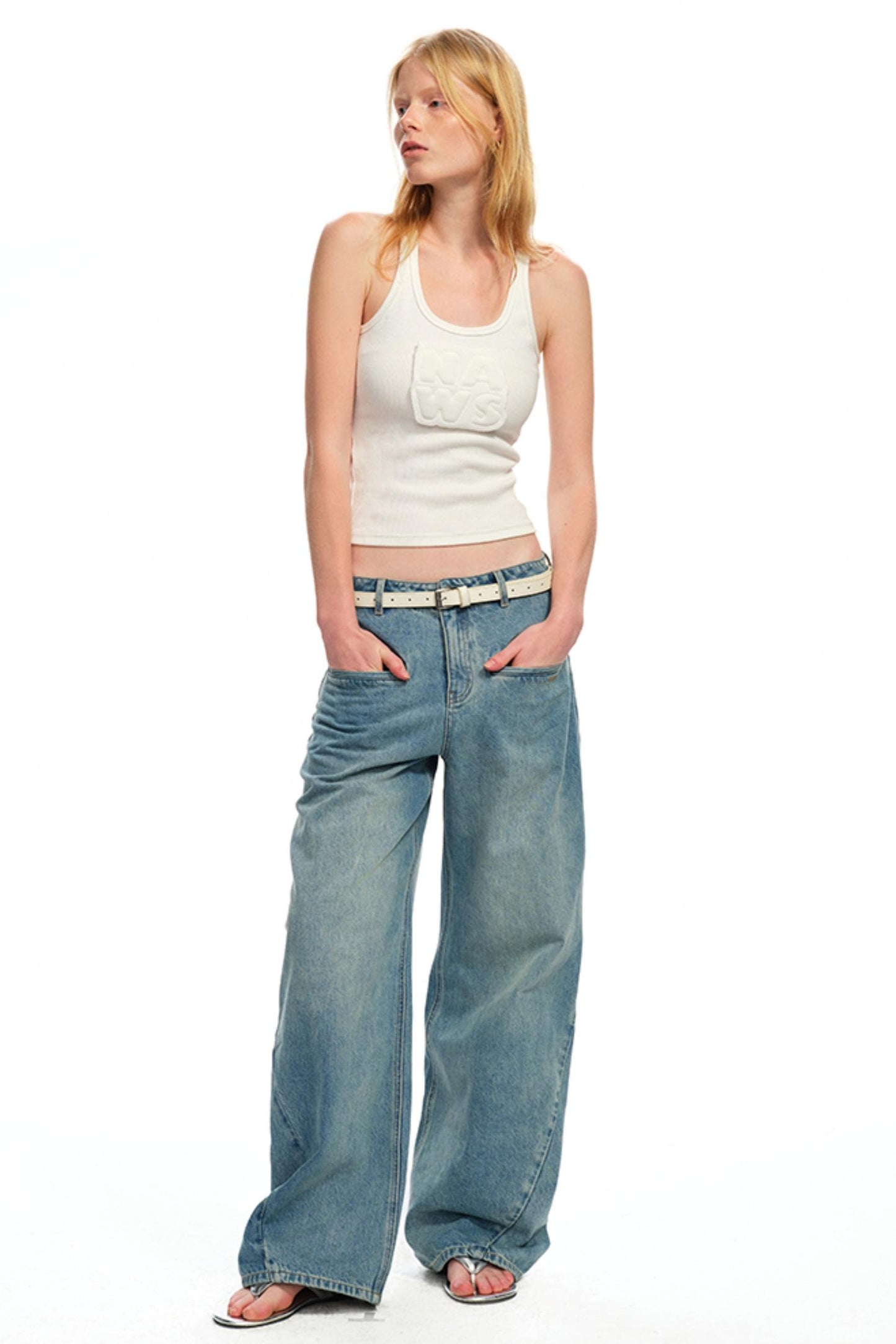 Textured Woolen U-Neck Tank Top