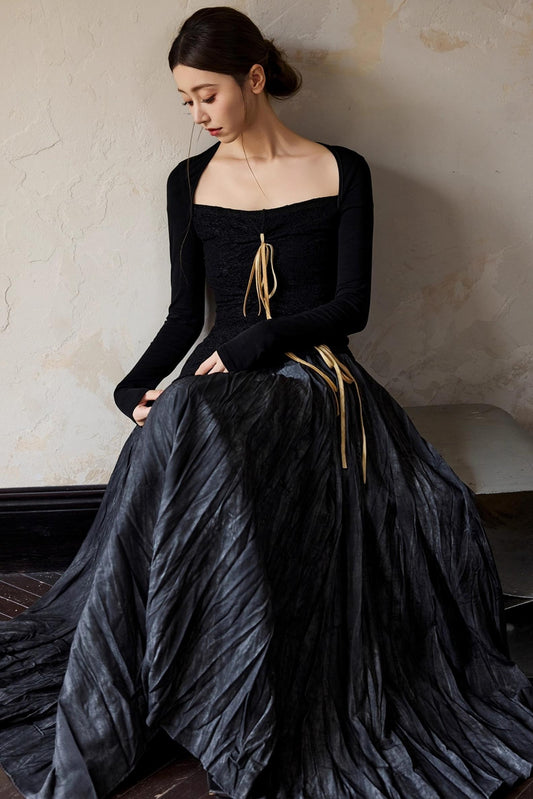 Black Square Basic Pullover Top